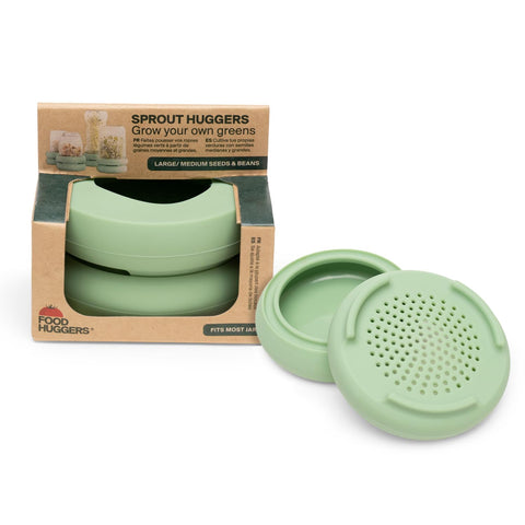 Food Huggers Sprout Huggers lid on a standard jar for simple sprouting.