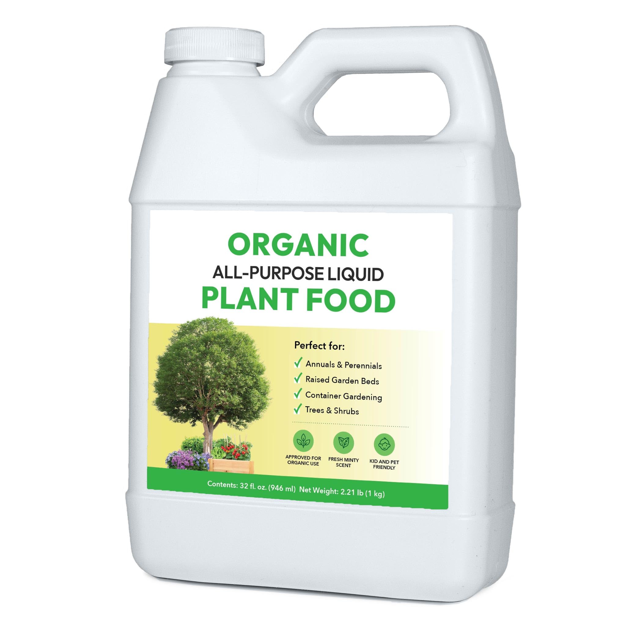 FOOP Organic All-Purpose Liquid Plant Food bottle supports healthier flowers and veggies.
