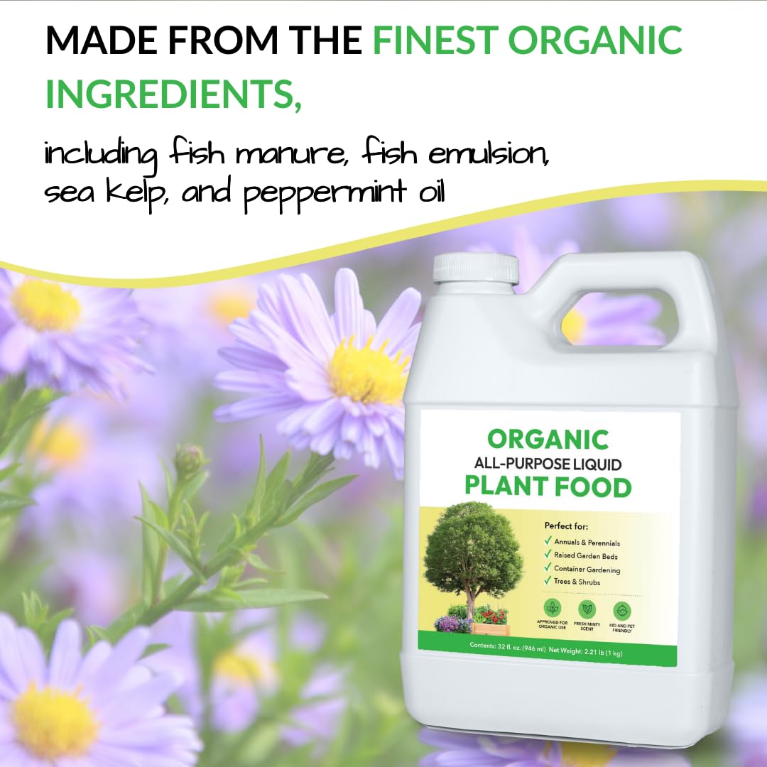 FOOP Organic All-Purpose Liquid Plant Food container garden feeding promotes healthy container plants.