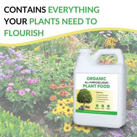 FOOP Organic All-Purpose Liquid Plant Food measuring cup-dose for precise feeding.