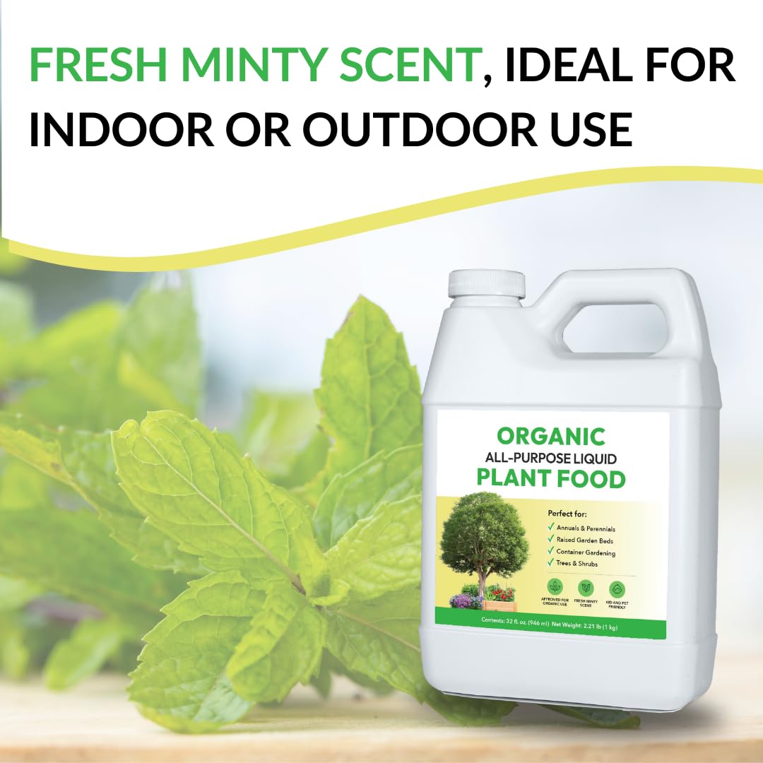 FOOP Organic All-Purpose Liquid Plant Food supports lush vegetables and herbs.