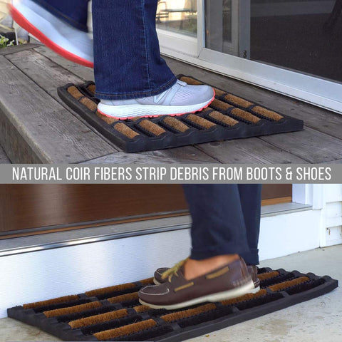 FOOTMATTERS Ninamar mud scrubber tray mat all-weather durability in use
