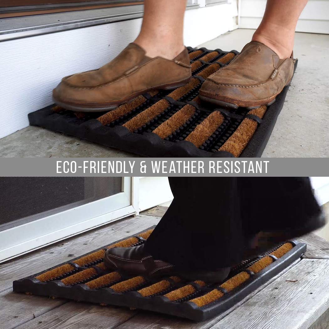 FOOTMATTERS Ninamar mud scrubber tray mat entryway scene demonstrates quick clean