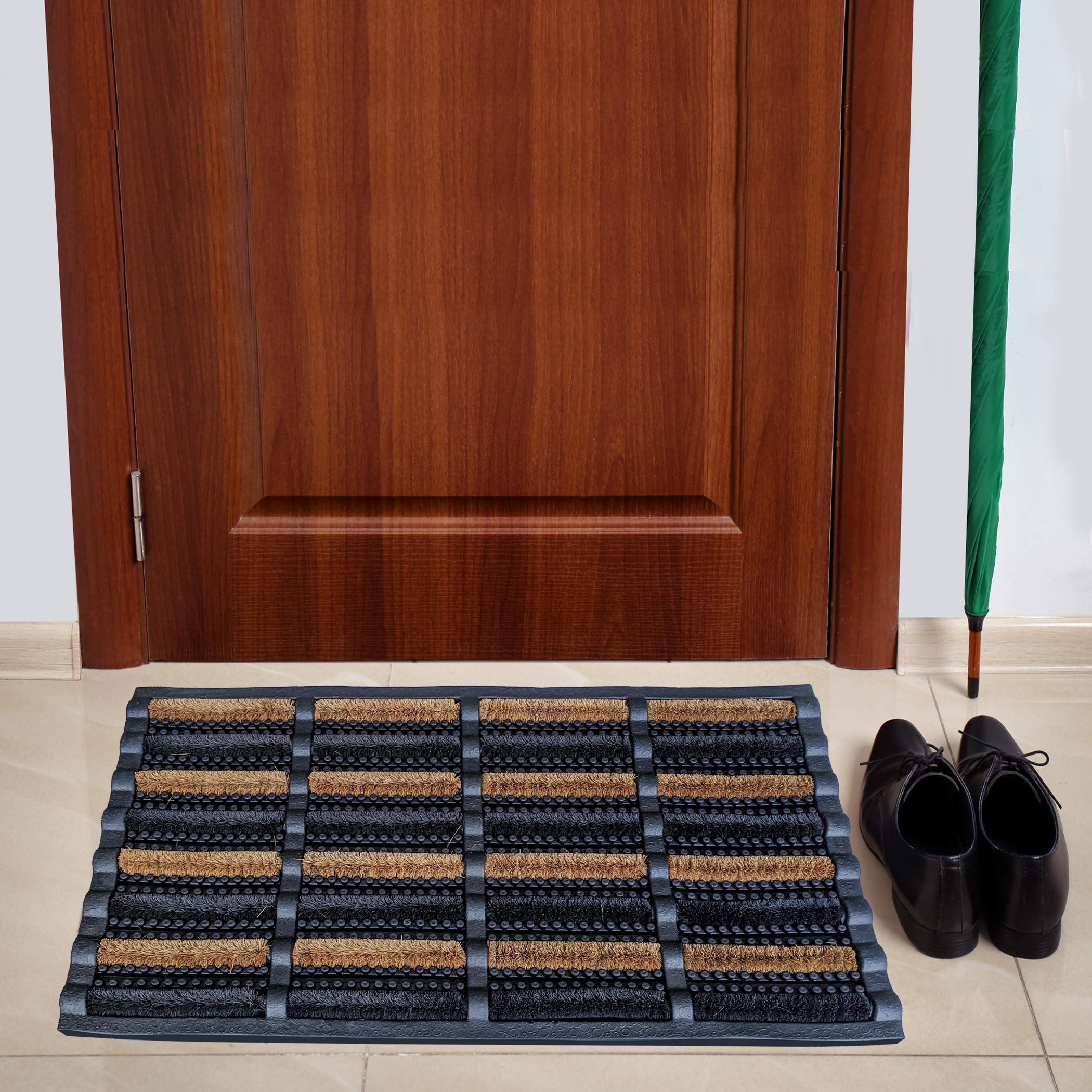 Footmatters Ninamar wide entryway tray mat 29.5 x 17.5 inches for large doors