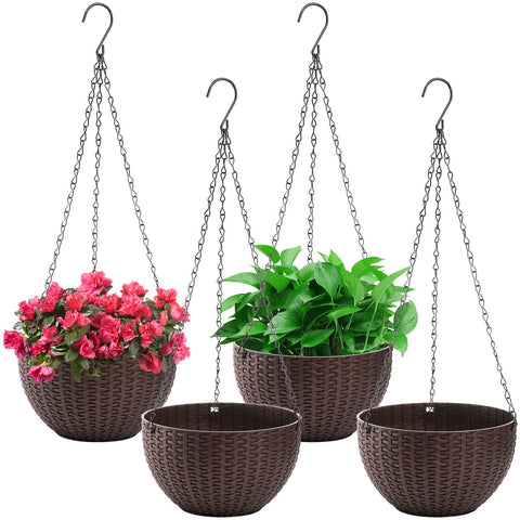 Foraineam self-watering hanging planter set with 8.2-inch diameter for versatile indoor or outdoor use.