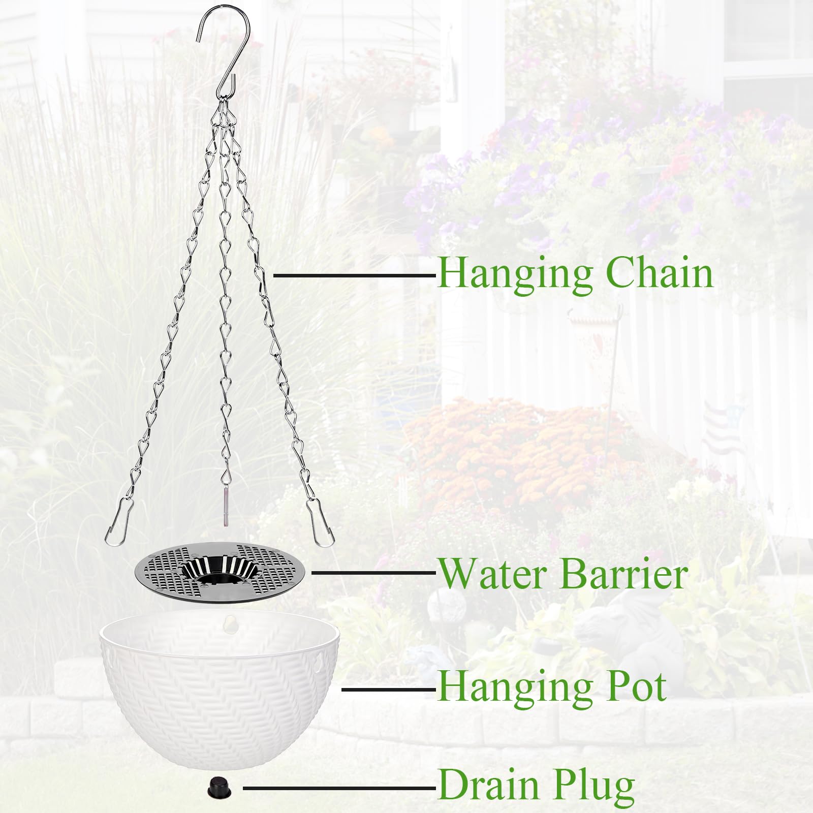 Durable plastic Foraineam 6-inch hanging planter ready for weather-resistant decor