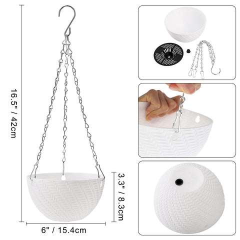 Foraineam 6-inch hanging planter featuring a triple-chain hanger for secure outdoor display