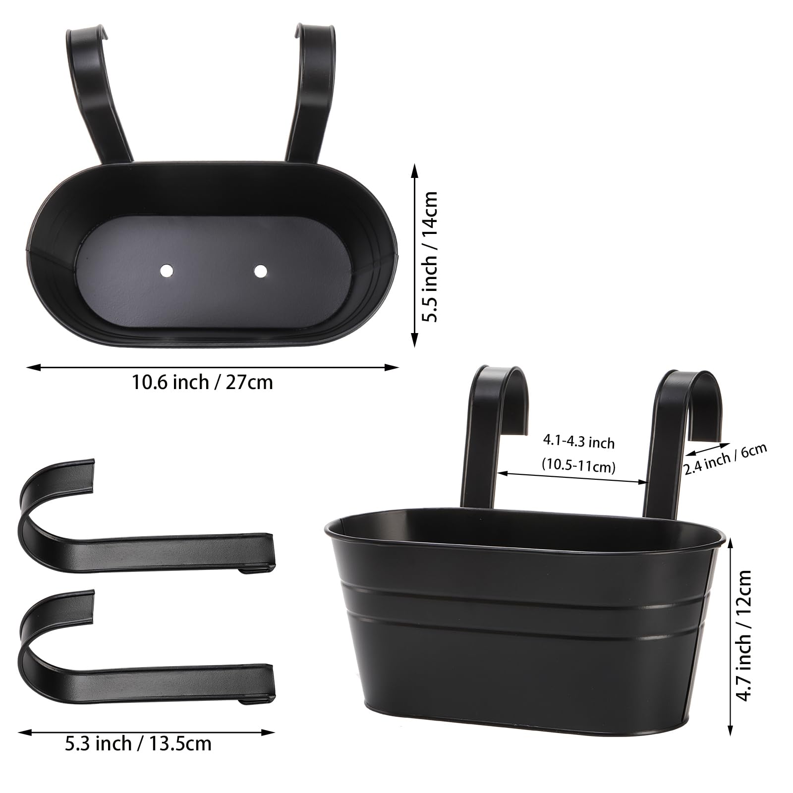 Detachable hooks provide flexible hanging options for walls and fences.