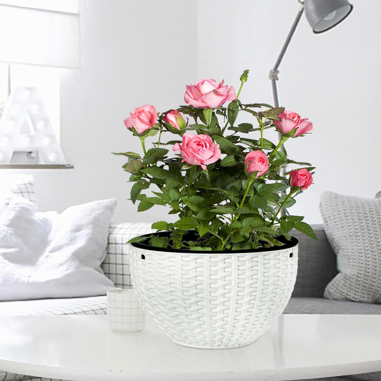 Foraineam inner pot with netting drainer promotes drainage.