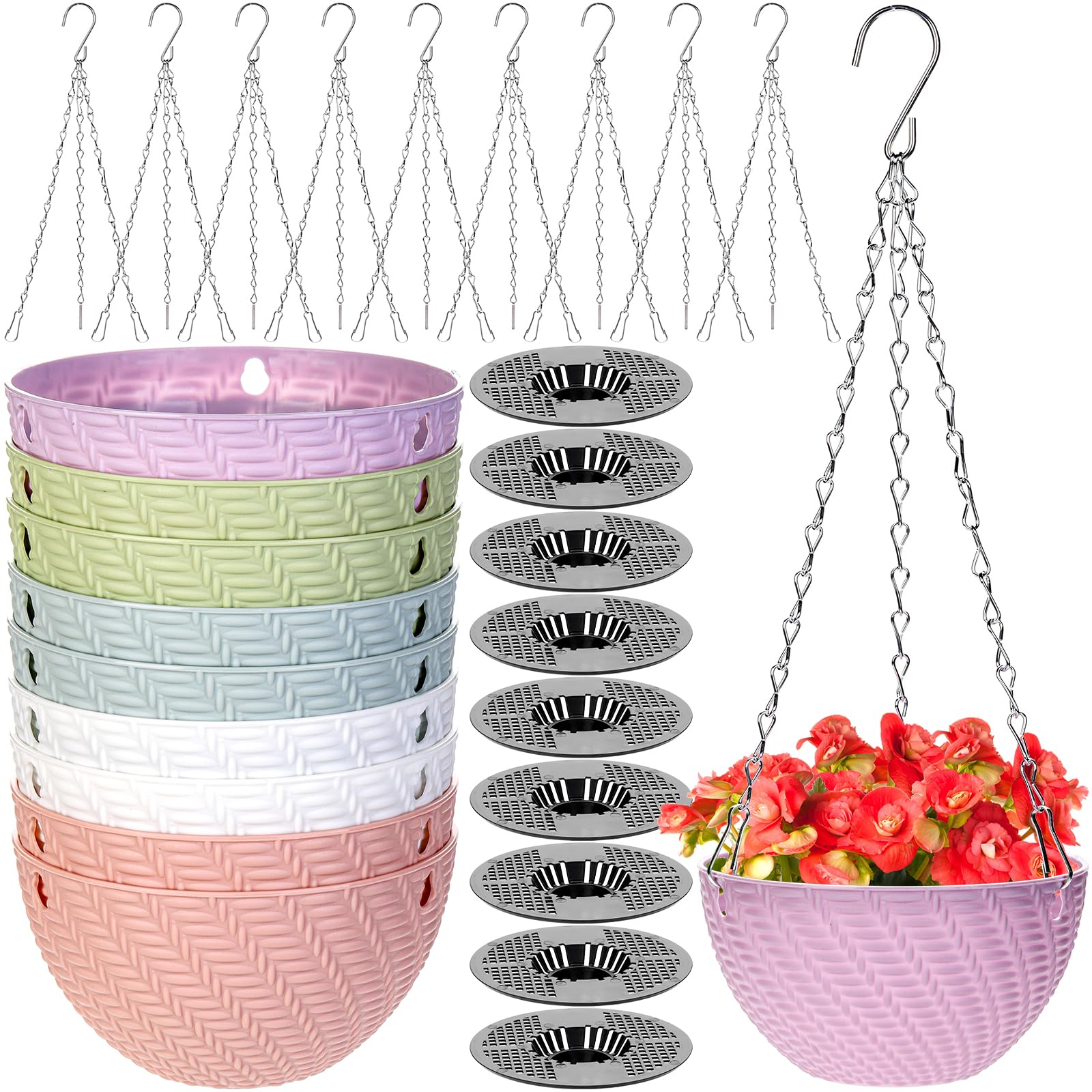 Foraineam 6in white hanging planter with self-watering insert for indoor moisture control