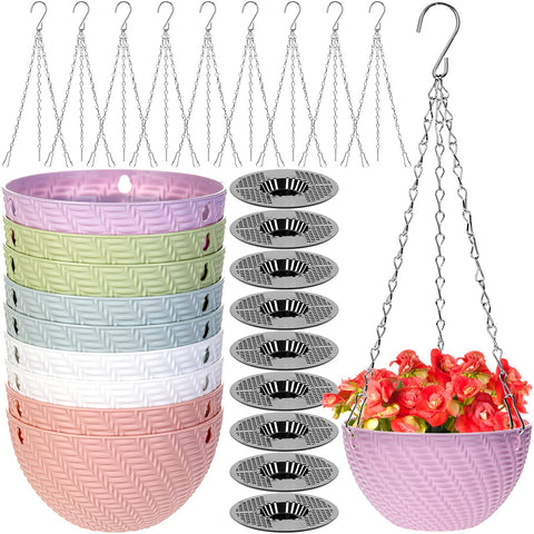 Foraineam 6in white hanging planter with self-watering insert for indoor moisture control