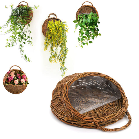 Foraineam natural wicker planter on balcony adds rustic charm and plant organization.