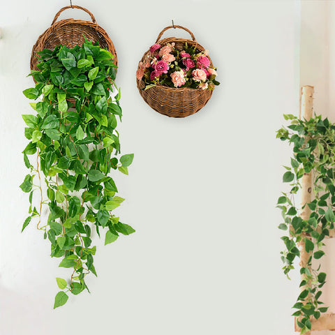 Foraineam vintage wicker basket as decorative wall planter for charming venues.