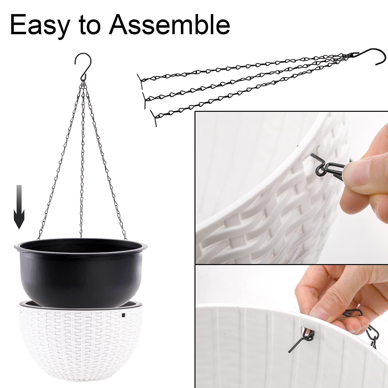 Foraineam triple-chain hanger in sturdy black finish provides secure support.
