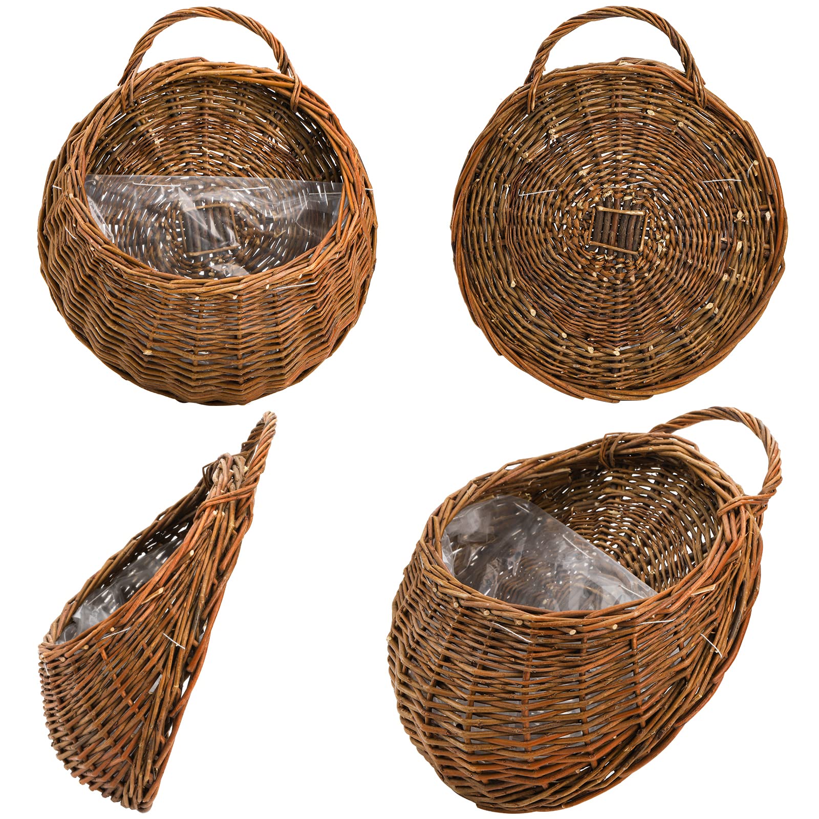 Foraineam retro-style wicker basket decor for dried flowers and fresh stems on wall.