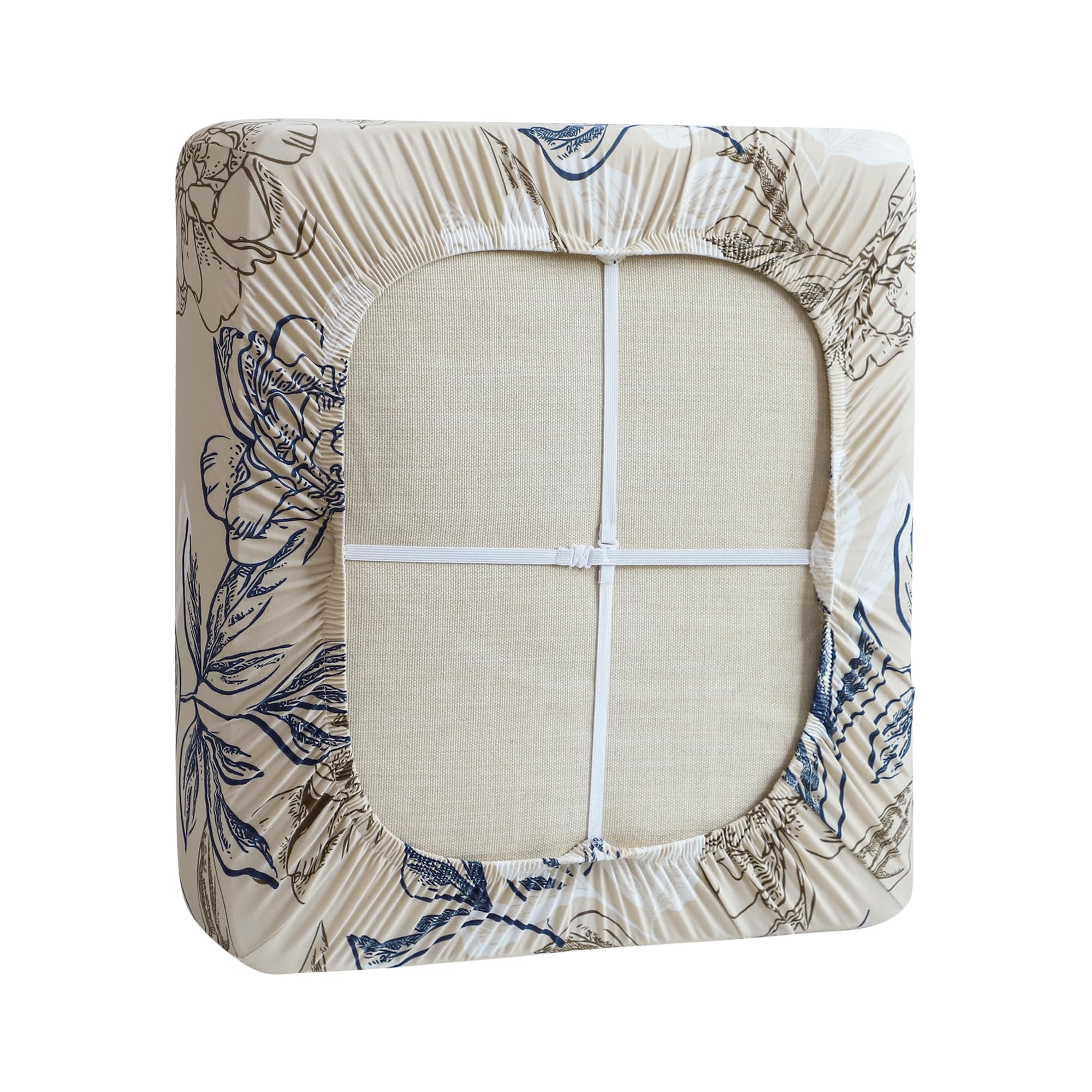 FORCHEER patio furniture transformation with patterned covers on wicker chairs.