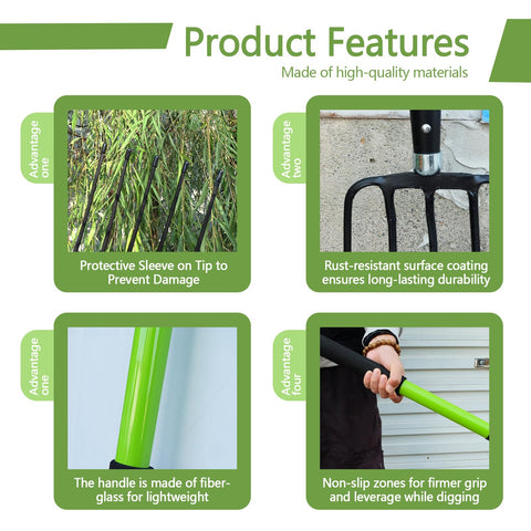 FORCOLID green fiberglass handle delivers durable, vibration reducing comfort