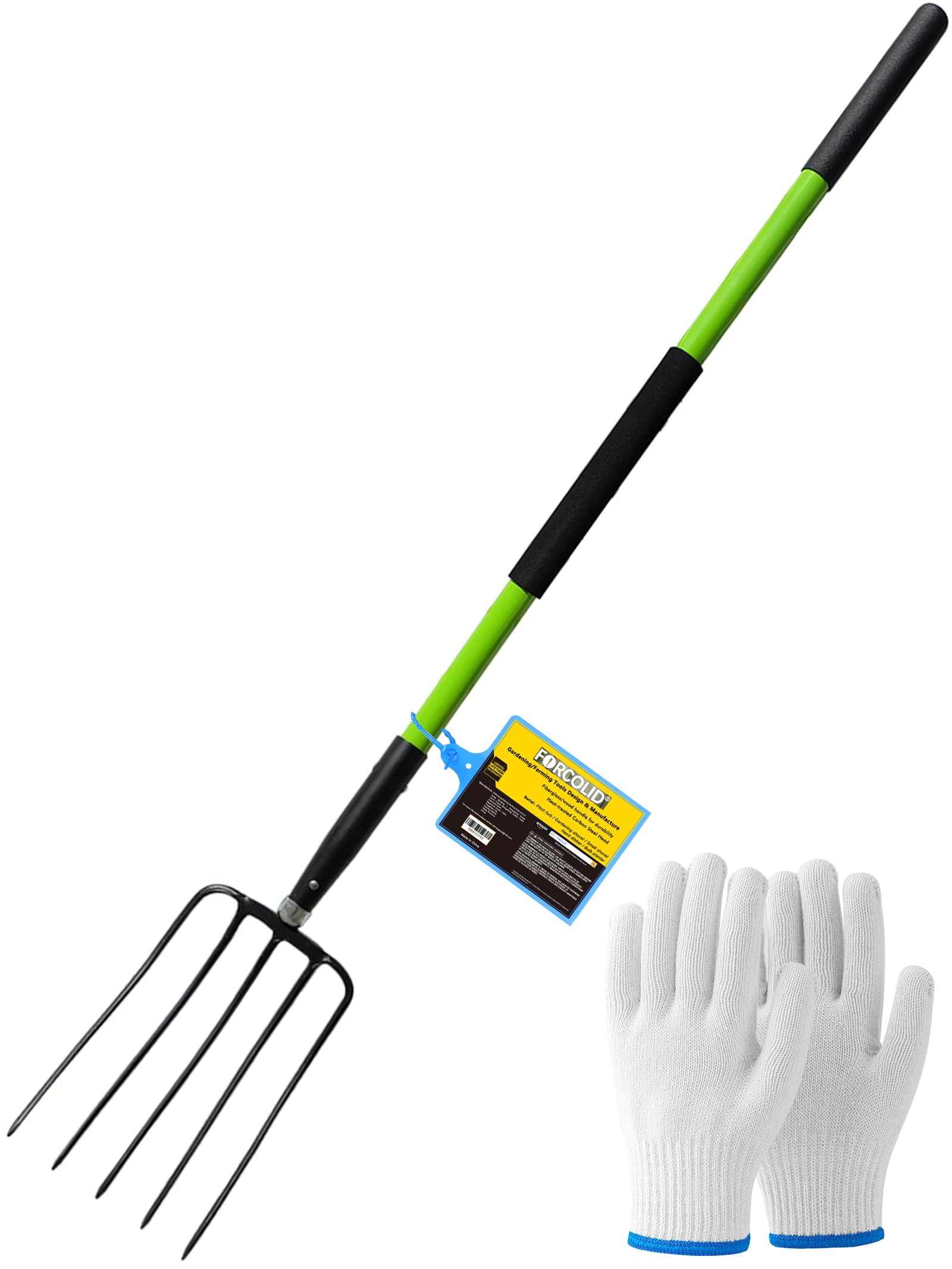 FORCOLID Pitch Fork 57-inch with 5 tines for efficient garden tasks