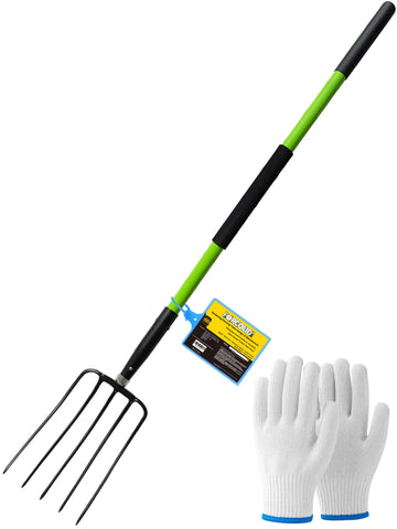 FORCOLID Pitch Fork 57-inch with 5 tines for efficient garden tasks