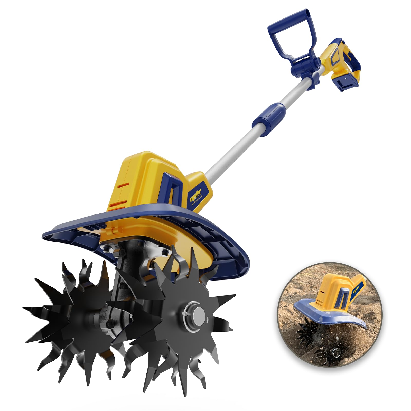 FORDWALT cordless tiller battery-powered for easy garden prep and weed management.
