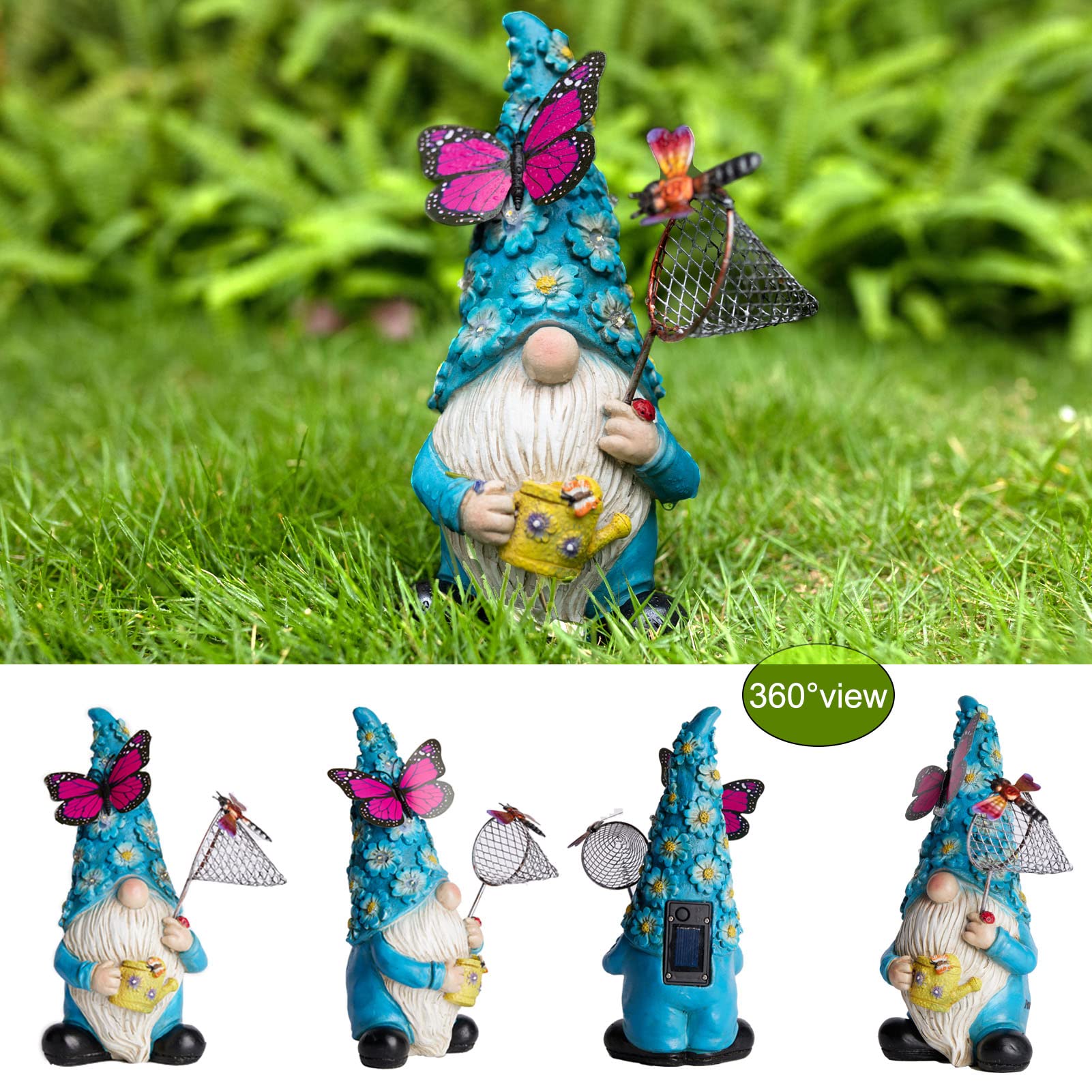 Foreby LED night-light gnome statue lights up pathways with subtle garden illumination.