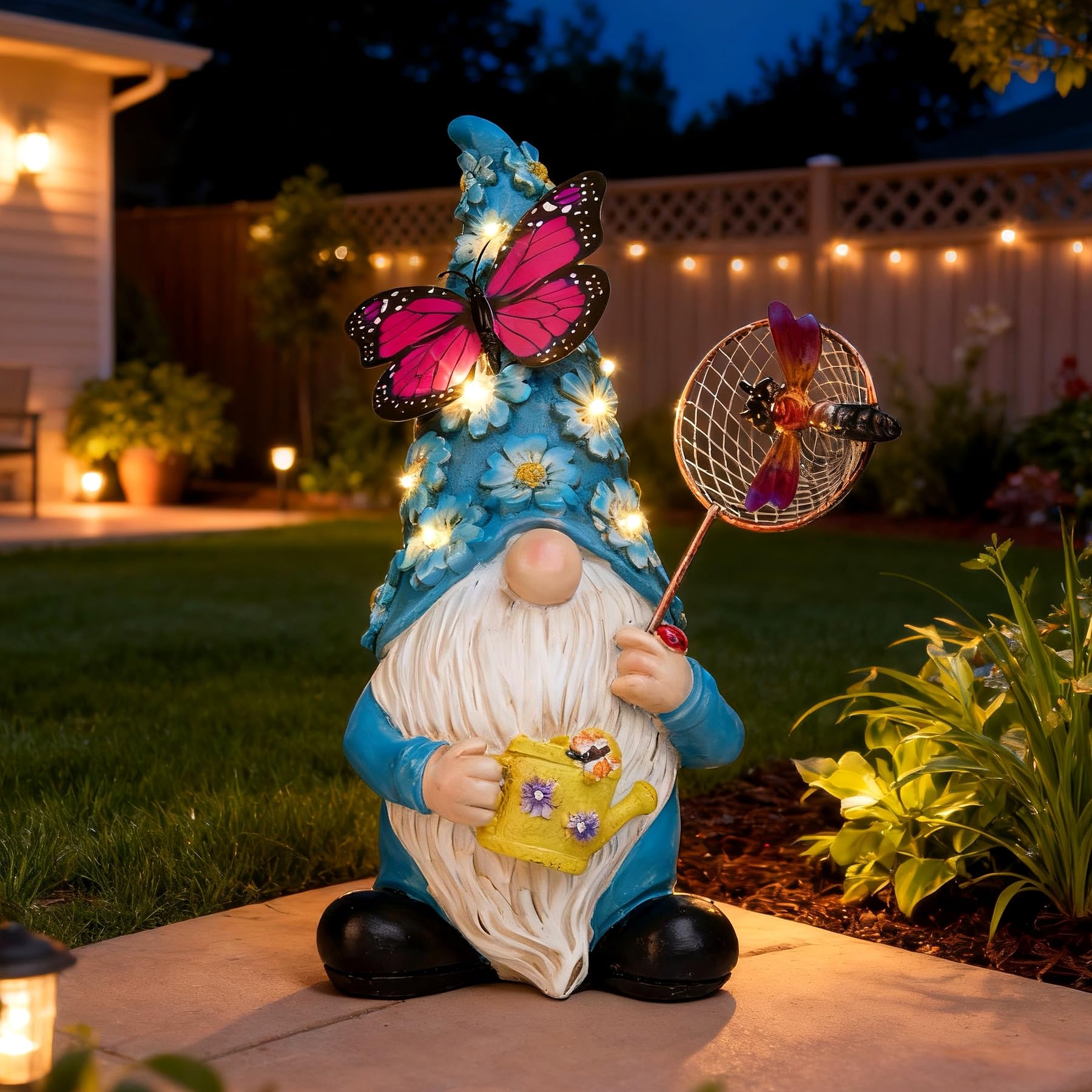Foreby solar gnome outdoor waterproof resin figure for durable year-round garden decor.