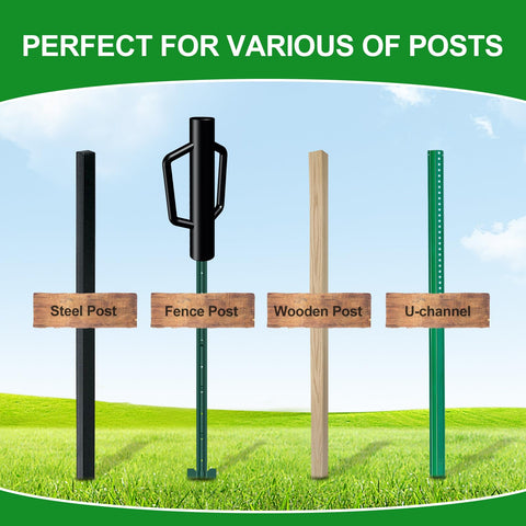 FOREHOGAR black post driver in use speeds one-person fence projects.