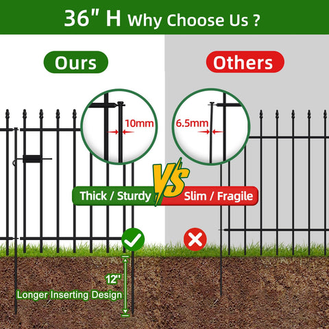 FOREHOGAR black powder-coated fence finish resists weather for outdoors.