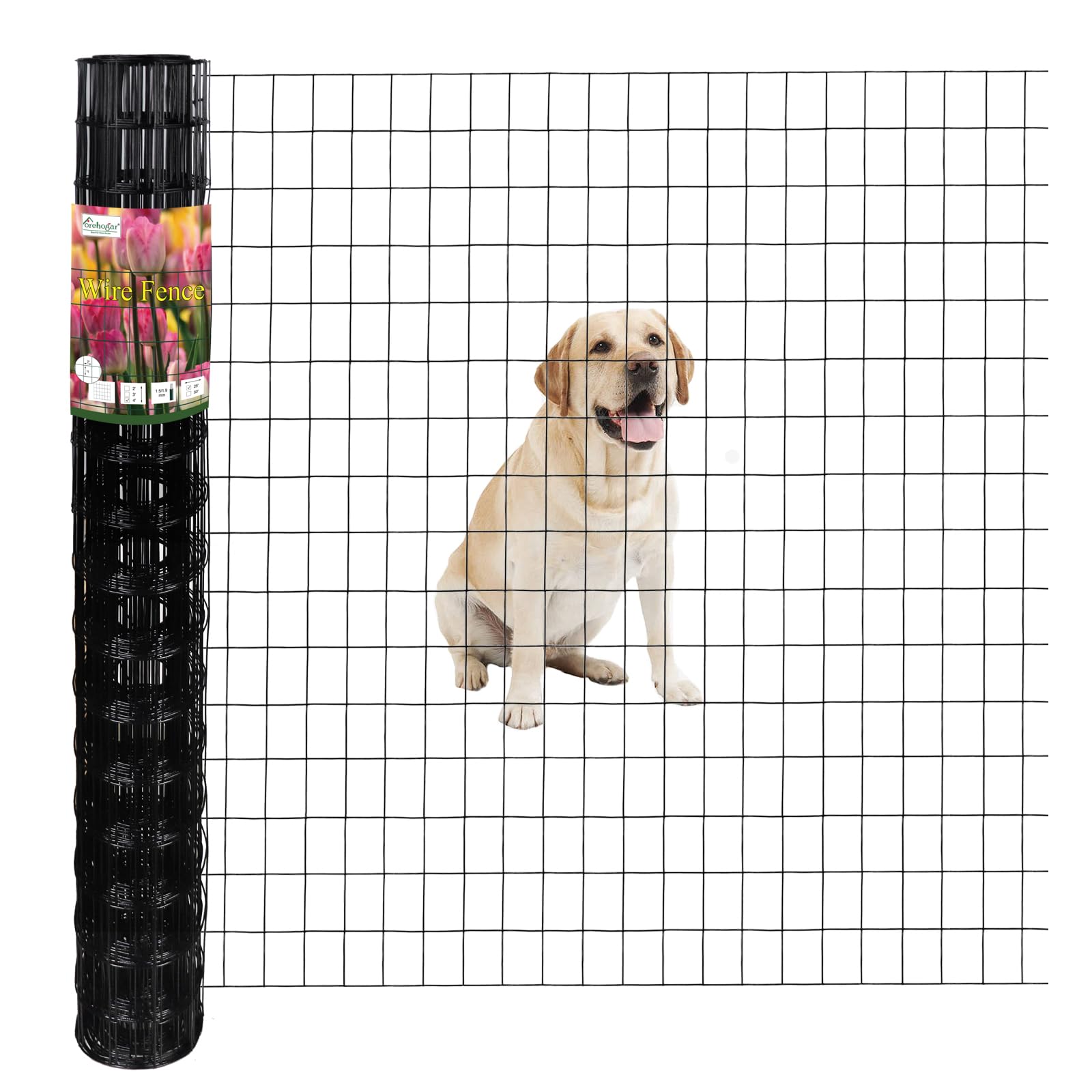 FOREHOGAR black PVC-coated welded wire fence roll used as garden border and animal deterrent