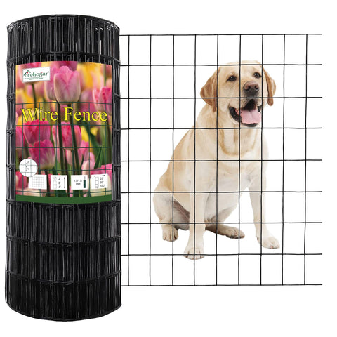 FOREHOGAR black vinyl coated welded wire fence roll, ideal for durable garden borders