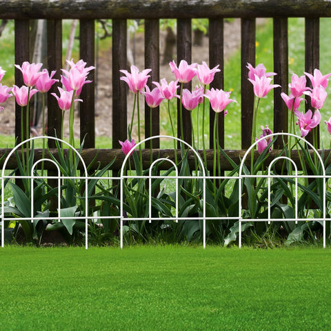 FOREHOGAR decorative white garden fence with arch design enhances bed borders and curb appeal.