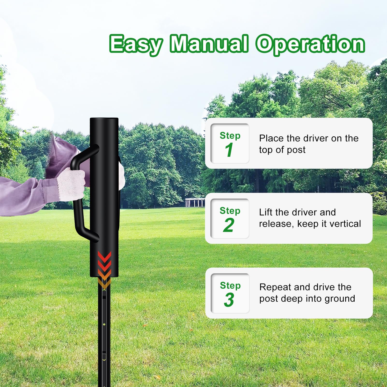 FOREHOGAR durable steel fence driver resists wear for outdoor use.