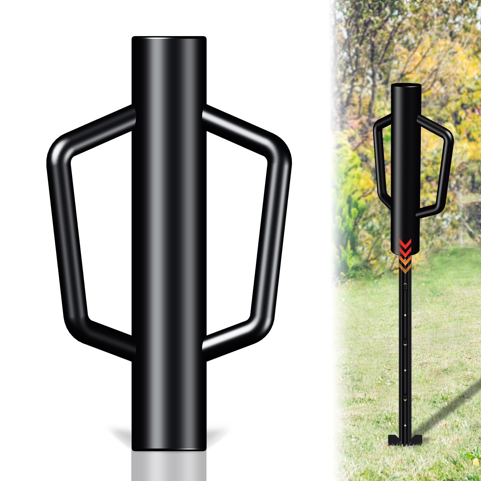 FOREHOGAR fence post driver with handle for easier post setting.