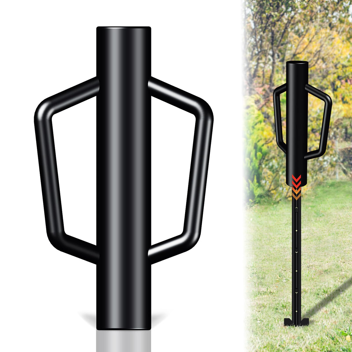 FOREHOGAR fence post driver with handle for easier post setting.