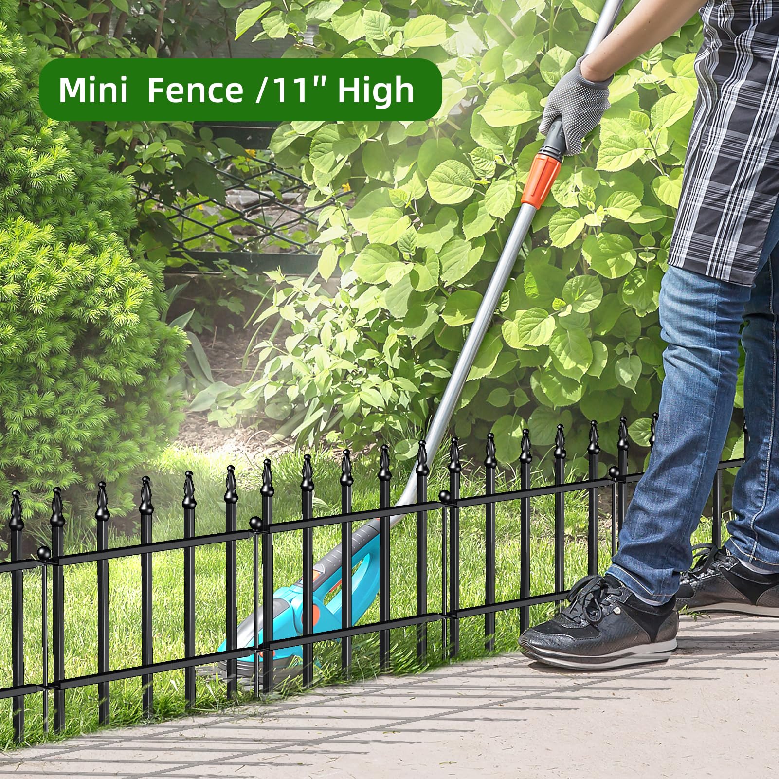 FOREHOGAR garden border fence stake assembly highlights quick, tool-free setup