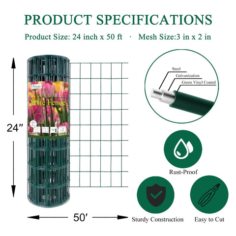 Forehogar garden border fencing roll with 2x3 mesh, easy to install.