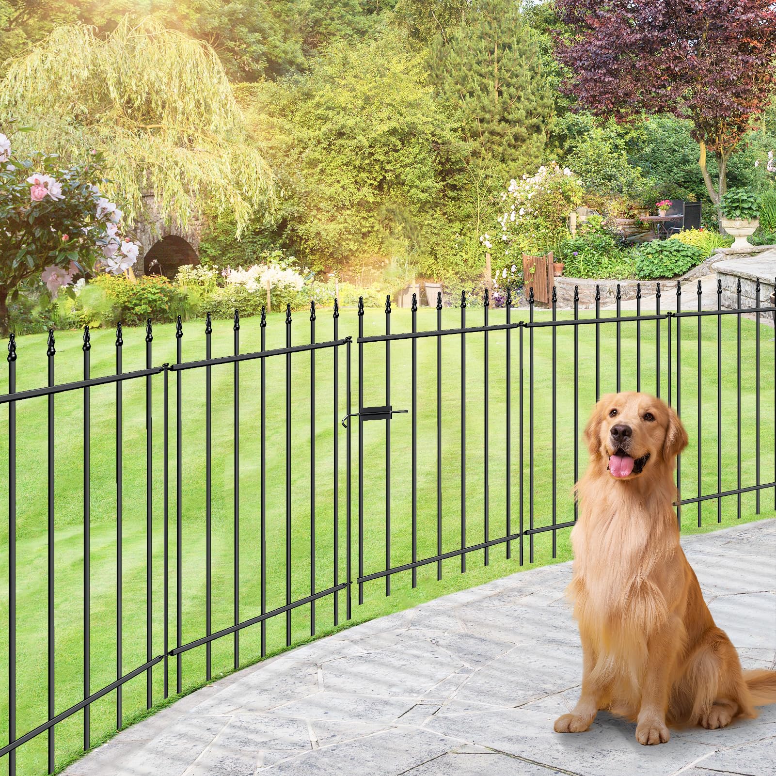 FOREHOGAR 36-inch fence panel provides durable boundary for flower beds.