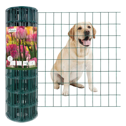Forehogar green vinyl-coated welded wire fence 24x50, rustproof for lasting garden borders.