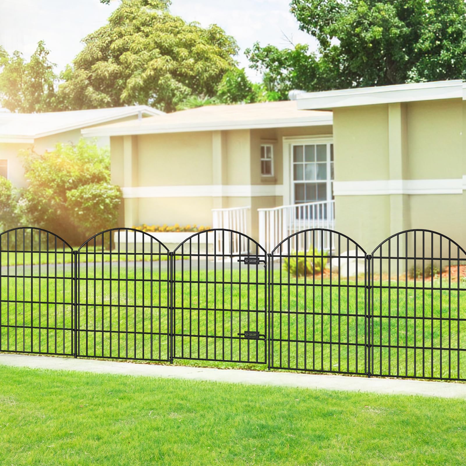 FOREHOGAR metal garden fence gate 36in panel boundaries for pets and yard
