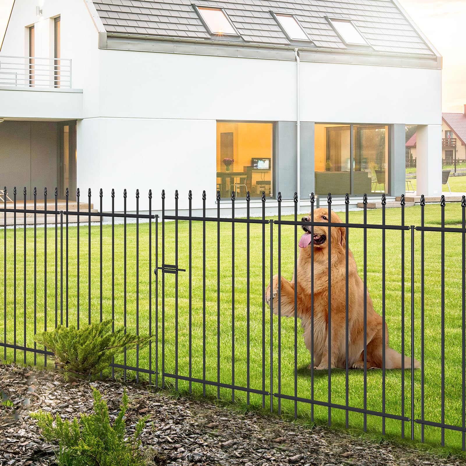 FOREHOGAR metal garden fence gate 41h 27w for secure yard entry