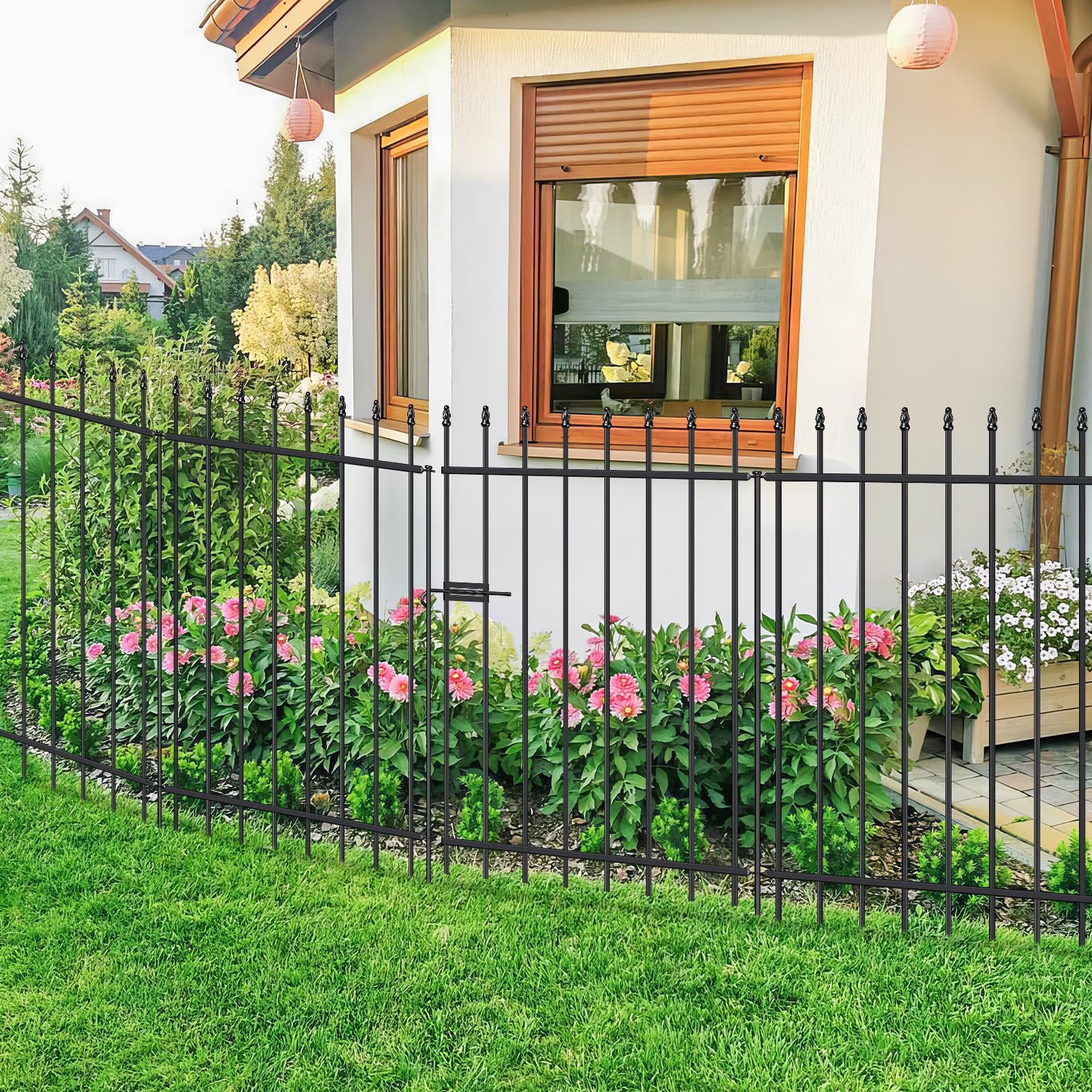 FOREHOGAR metal fence panel 42h 27-5w creates strong outdoor borders