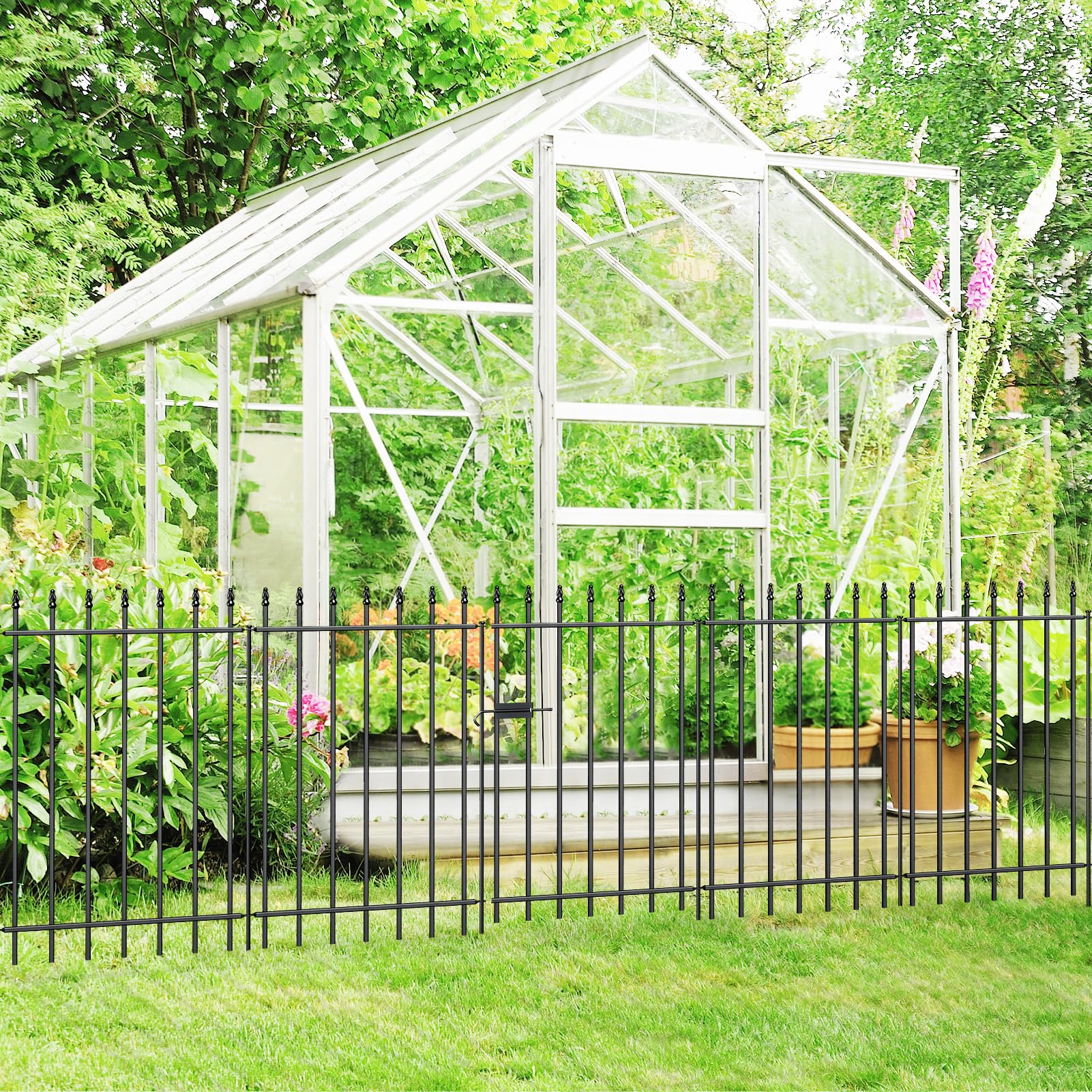 FOREHOGAR roman-column top enhances garden aesthetics around borders.