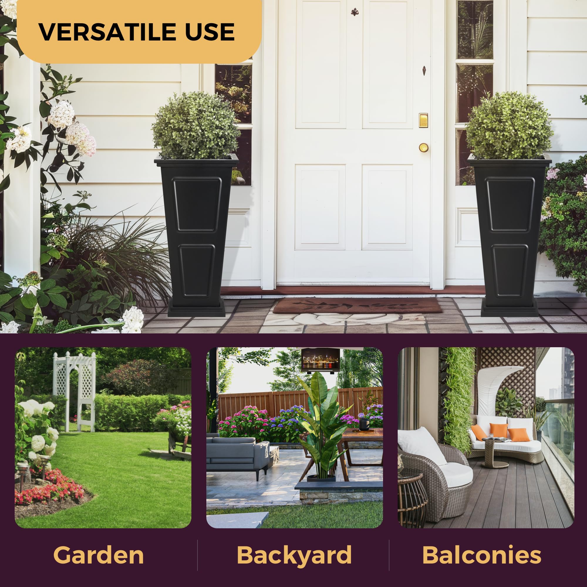Foresland two-planter display on a porch, balanced and inviting curb appeal.