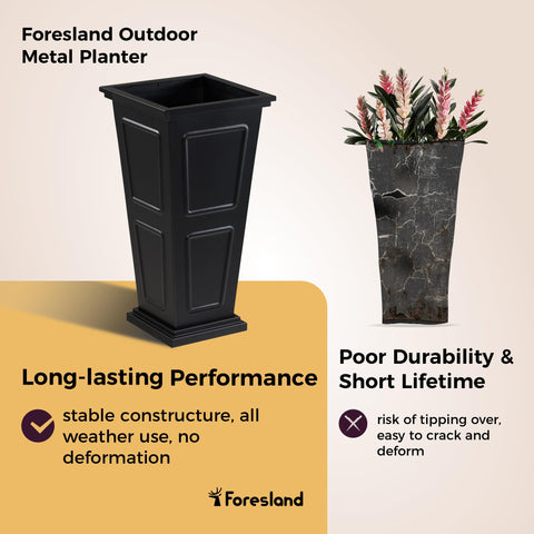 Foresland planters with tall grasses in a garden scene, showcasing versatility.