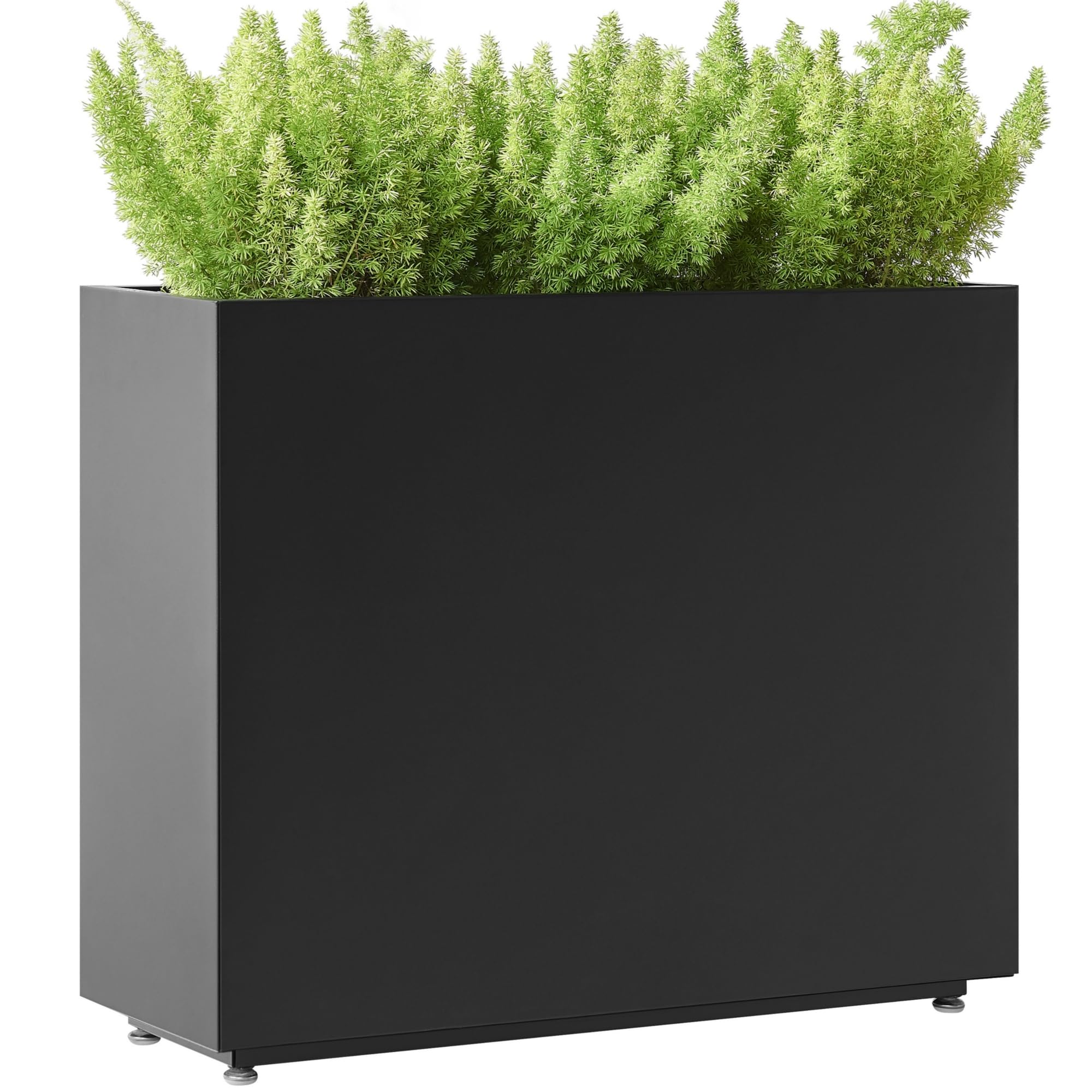 Foresland tall long metal planter with middle shelf for durable outdoor plant storage