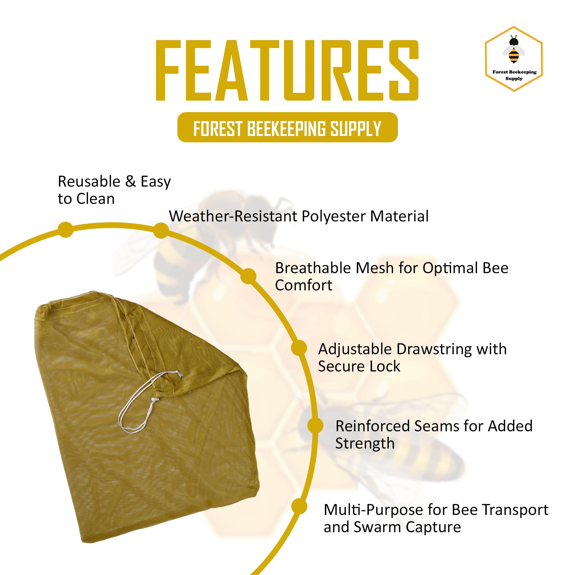 FOREST BEEKEEPING SUPPLY breathable mesh transport bag enhances airflow during bee package moves.