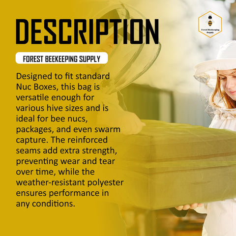 FOREST BEEKEEPING SUPPLY reinforced seams protect against wear for durable transport use.