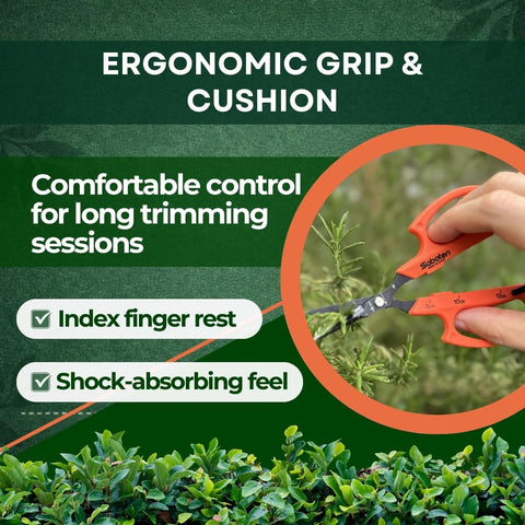 Dual-sided measuring scale aids repeatable harvest lengths.