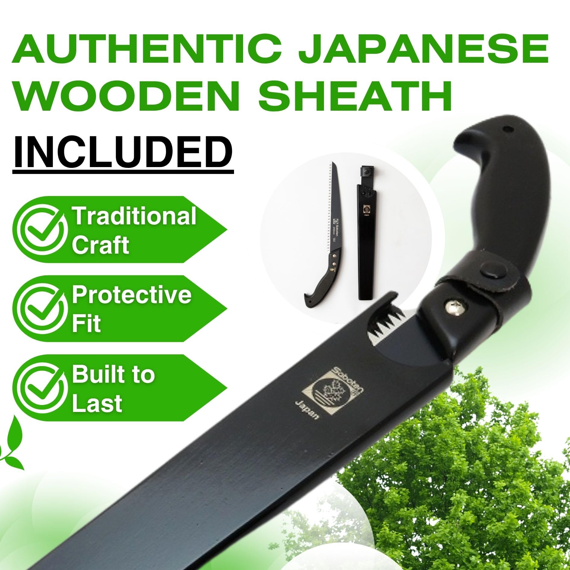 High-carbon steel Saboten edge delivers durable sharpness through repeated pruning cycles.