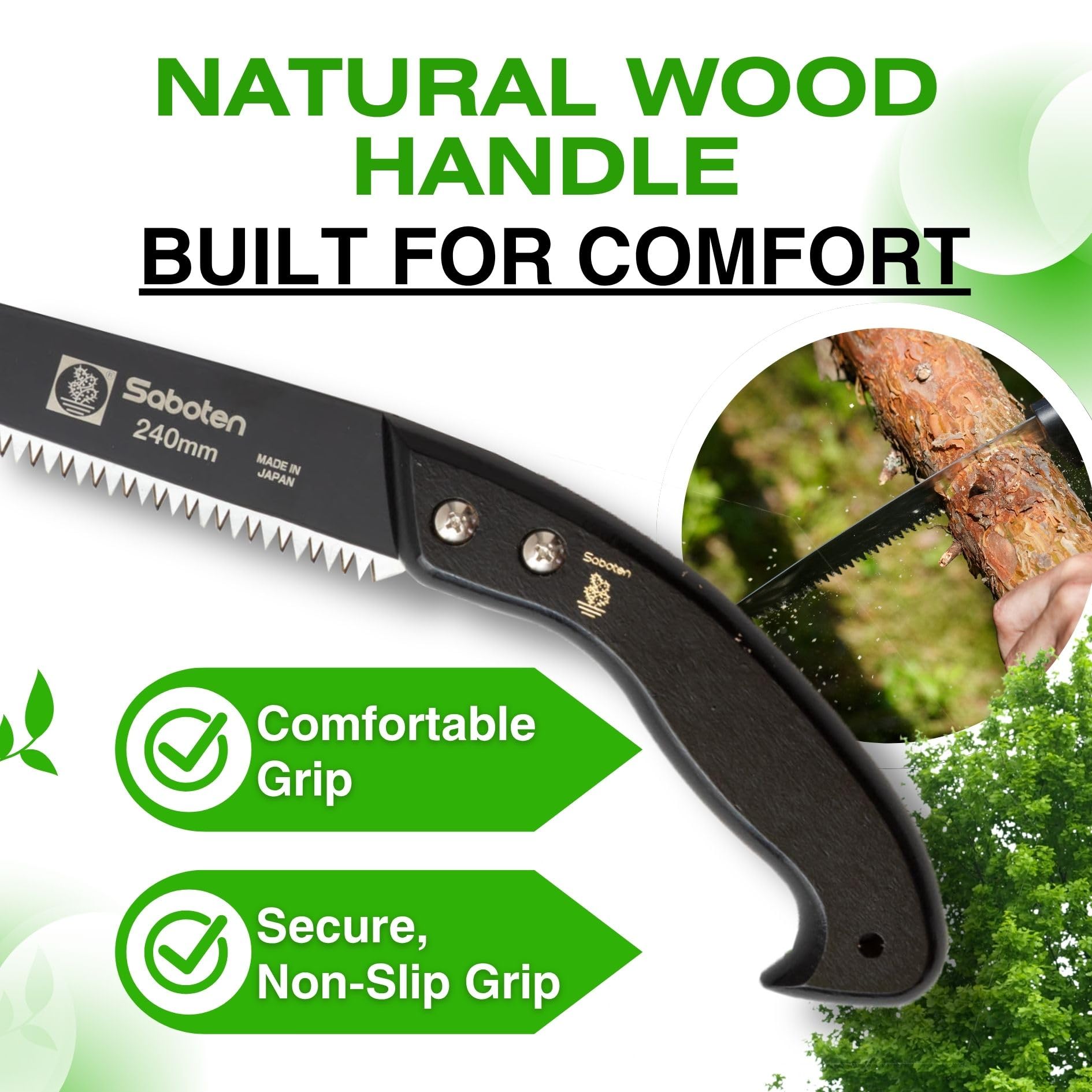 Saboten wooden sheath included for safe storage and transport of the blade.